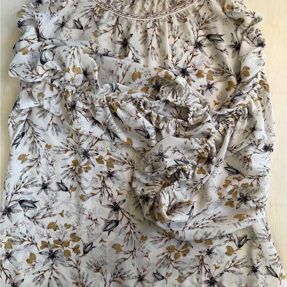 Max Studio Floral Print Blouse with Ruffle Details